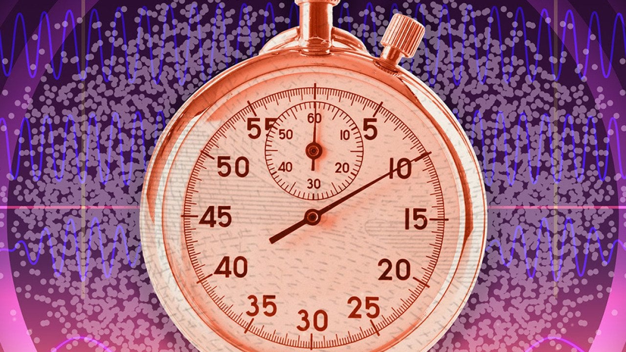 Illustration showing concept of studying time at molecular levels.