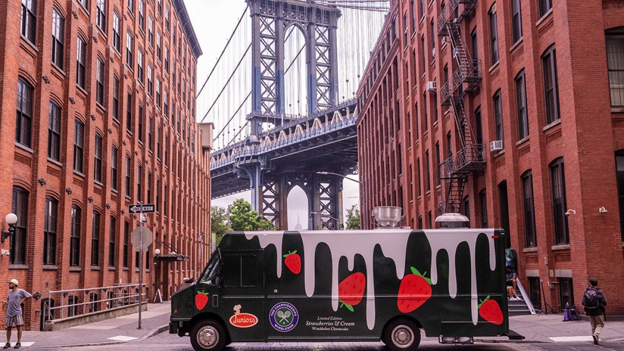 Former tennis pro, John Isner, brought the flavour of The Championships, Wimbledon, to New York, in a food truck serving strawberries and cream mini cheesecakes.