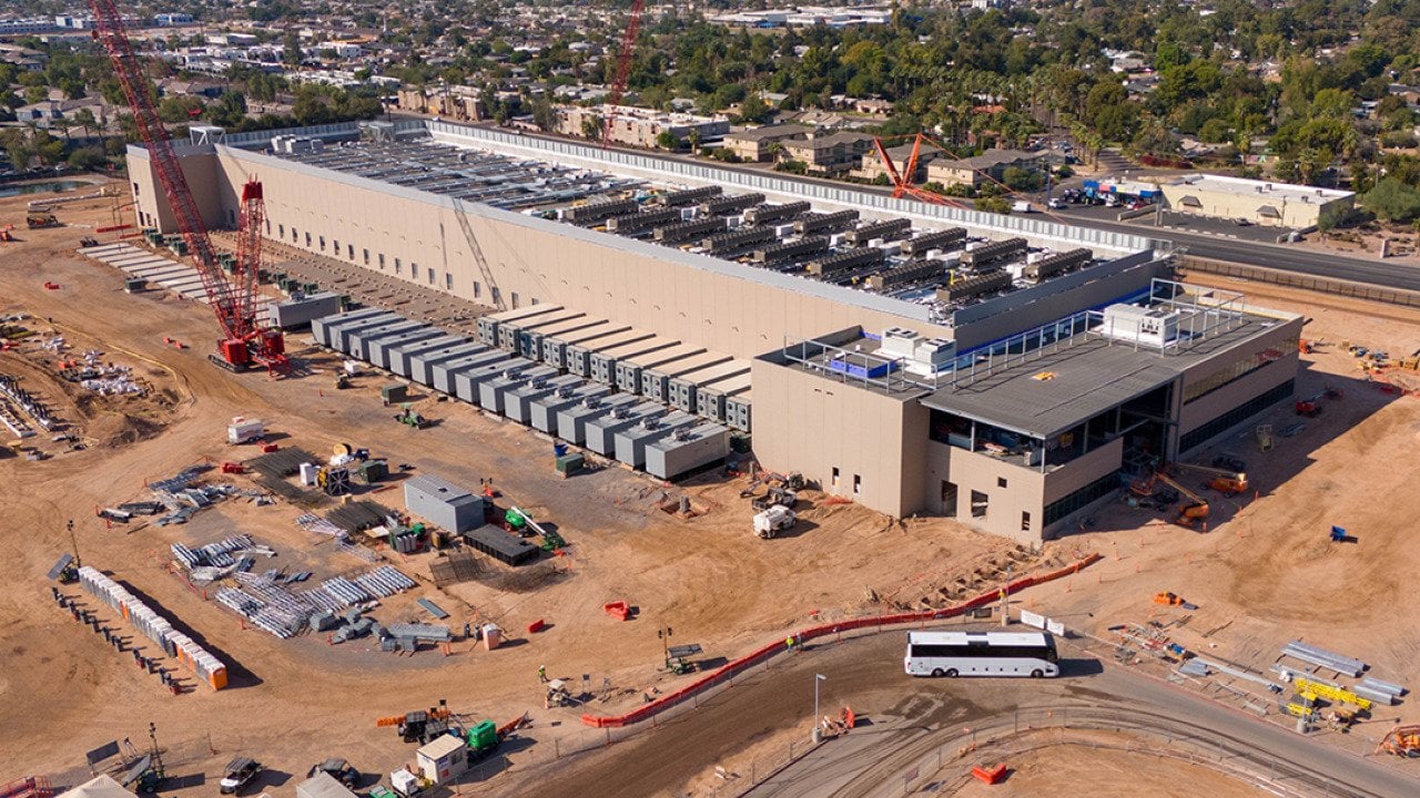 An aerial view of the QTS Data center under construction in Phoenix, Arizona.
