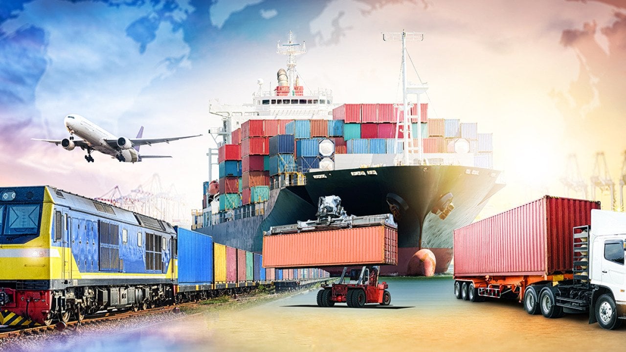 Different modes of transportation for logistics or import and export.