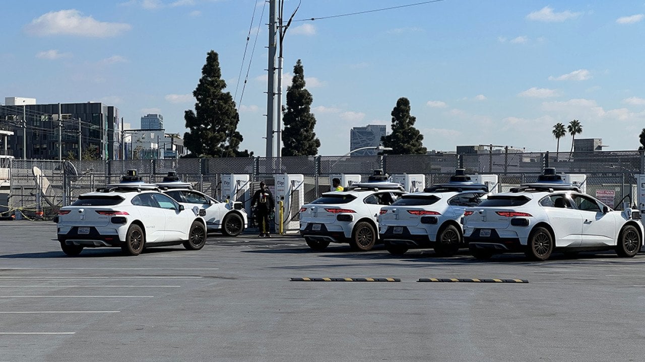 A Waymo parking lot in Culver City, California.