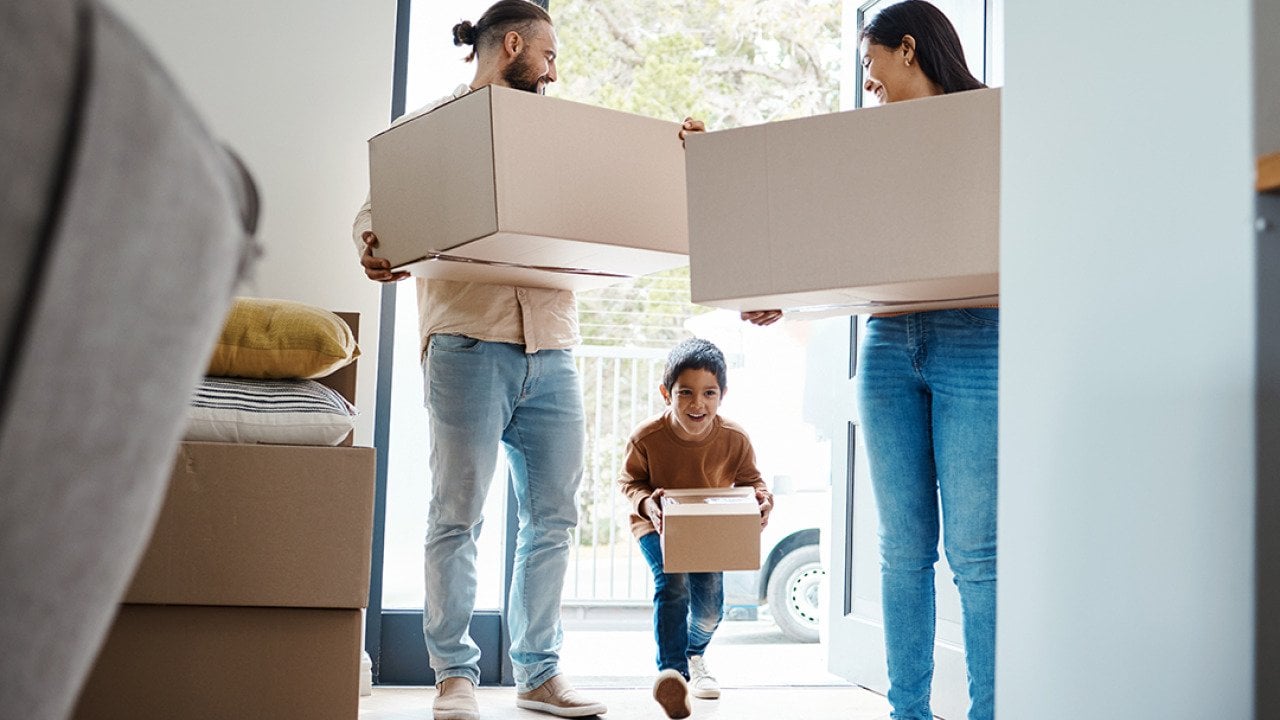 A family moving into their new home.