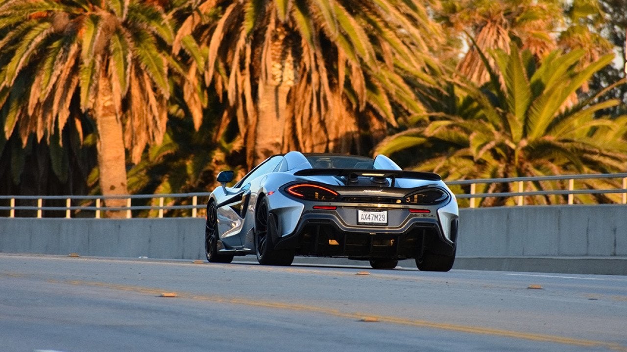 A McLaren on the Pacific Coast Highway in Malibu, California.