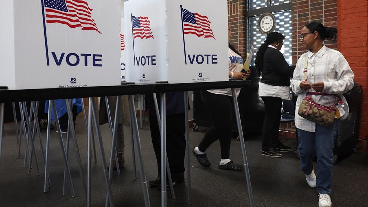 Residents vote in early voting at a park building in Detroit, MI in October of 2024.