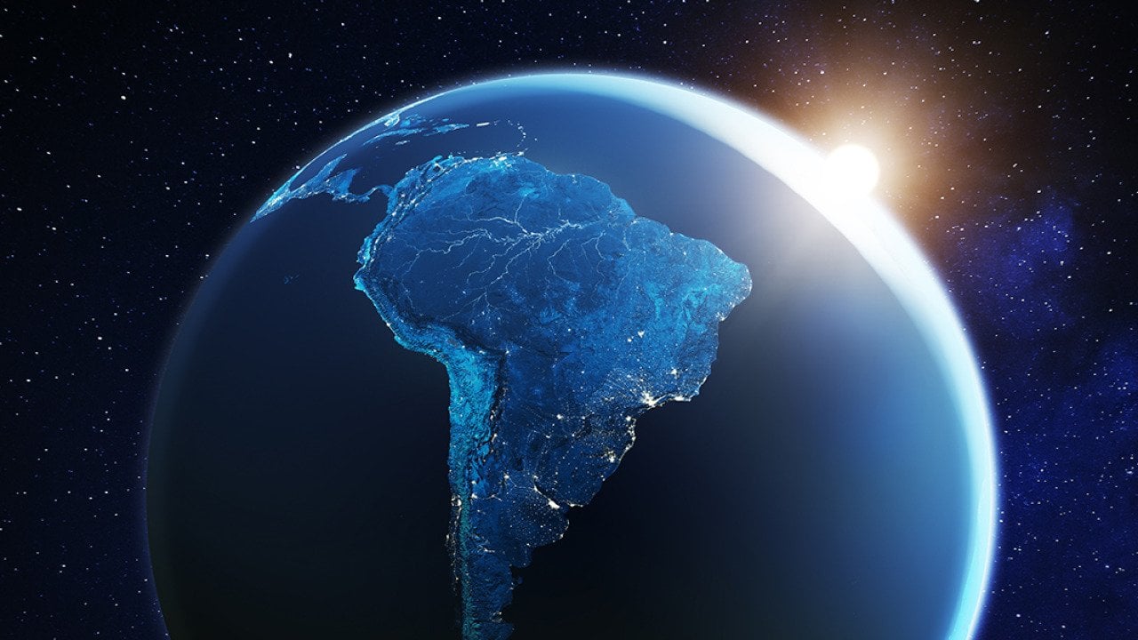 South America as viewed from space.