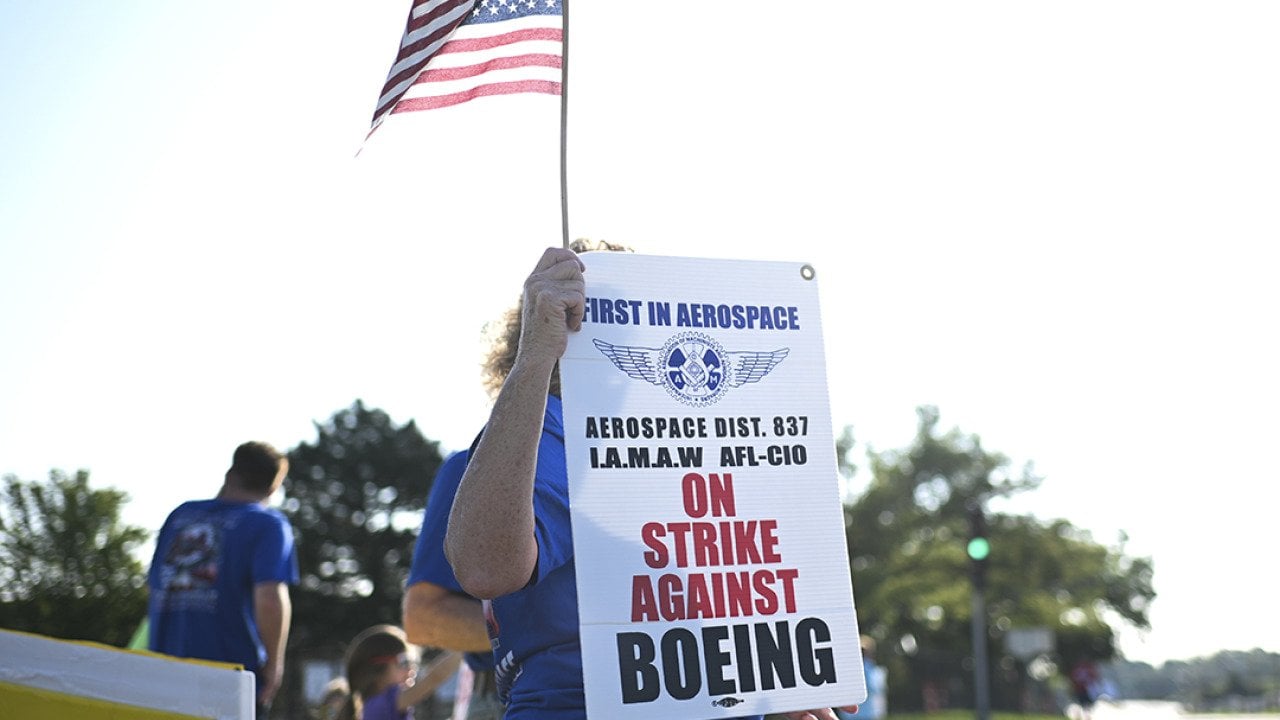 Boeing defense plant workers holding up 