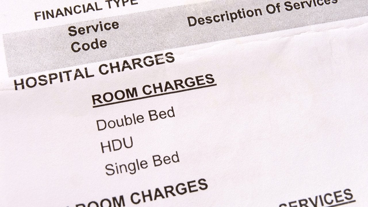 An itemized hospital bill.