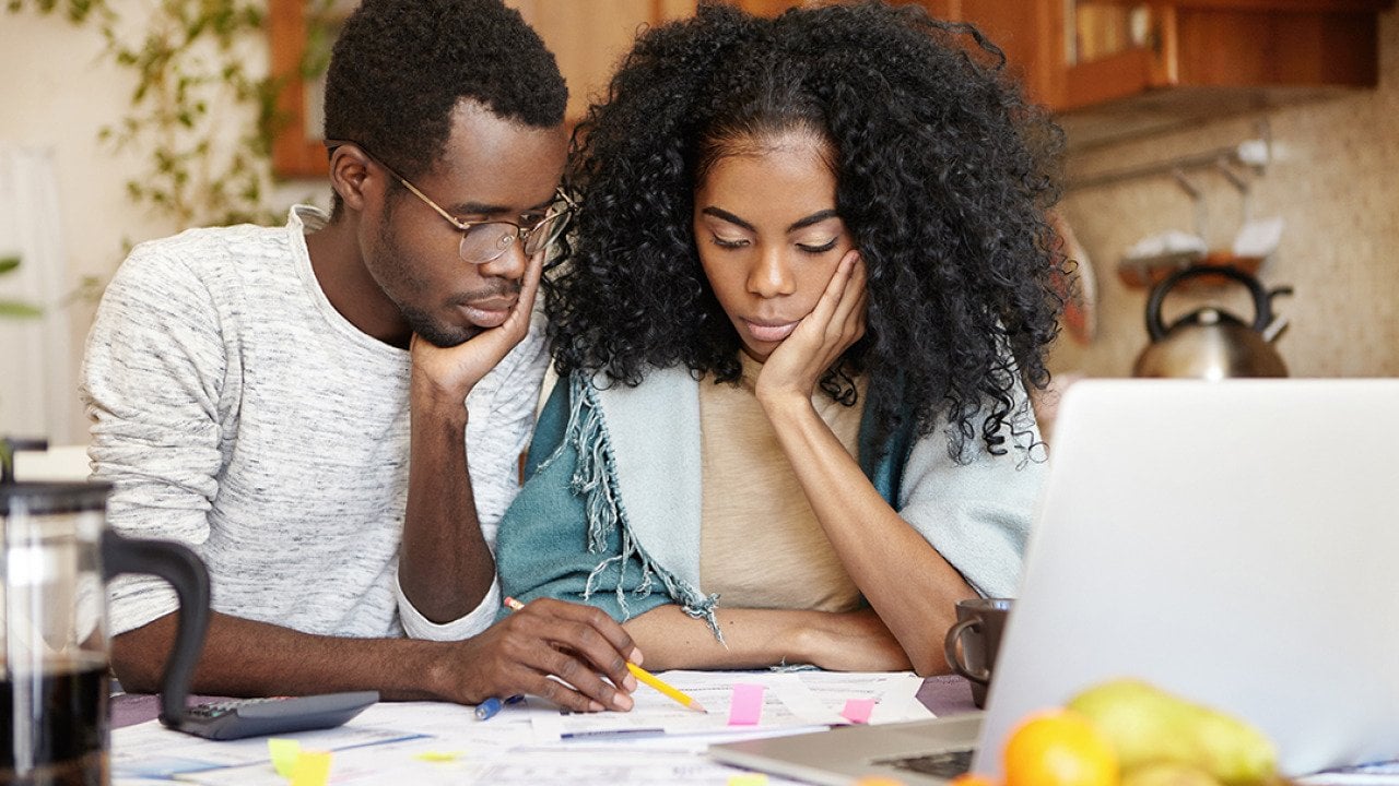 A couple reviews their finances.