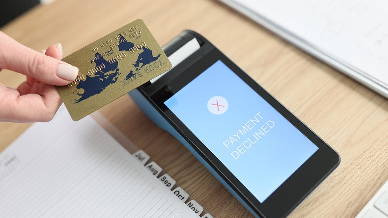 Payment declined on a terminal using a gold credit card.