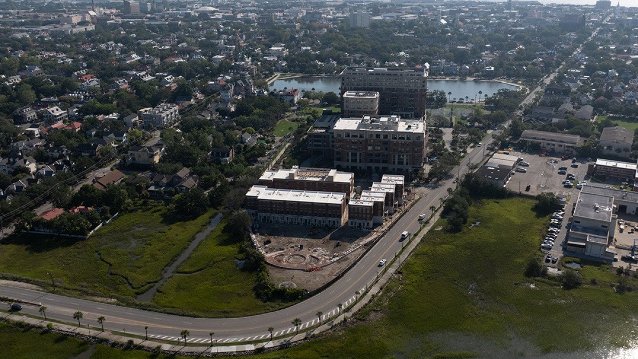 Aerial view of downtown Charleston, South Carolina.