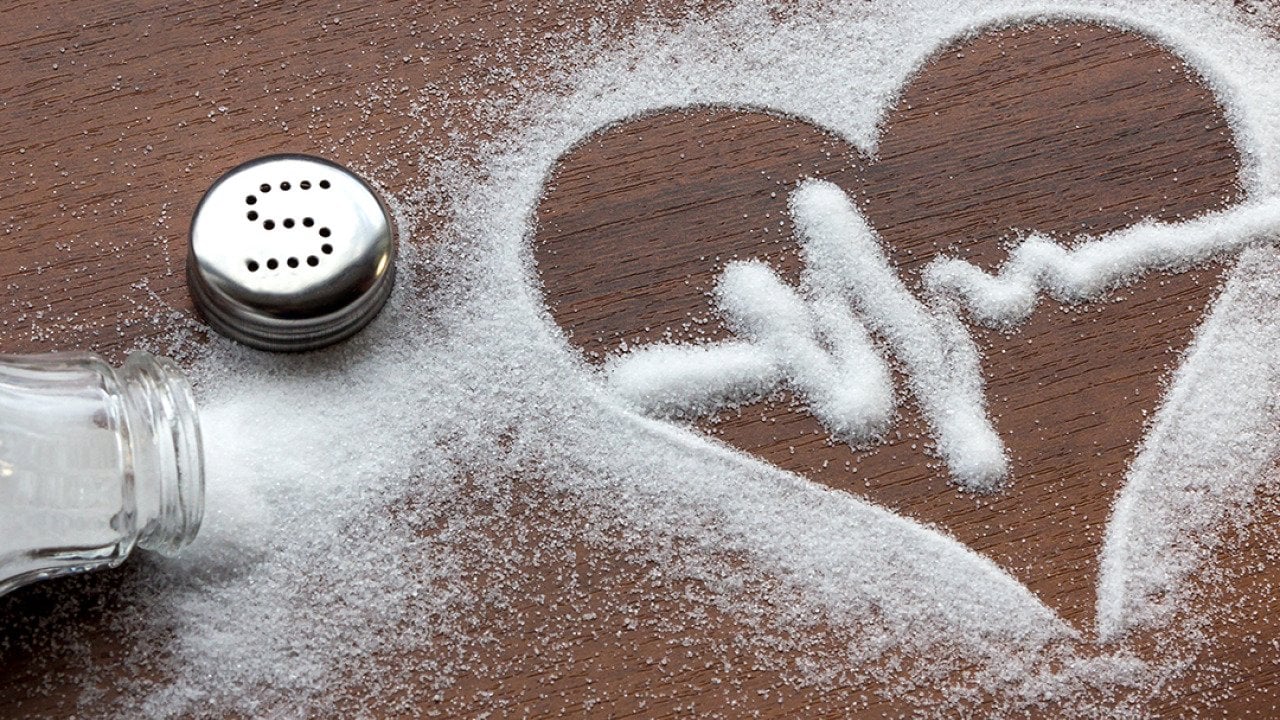 A heart rate line shaped on spilled salt.