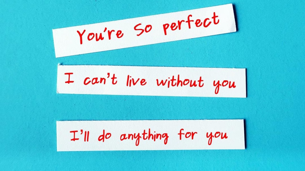 Love bombing messages written on slips of paper such as 