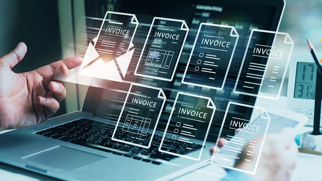 Conceptual graphics of a digital invoice software.