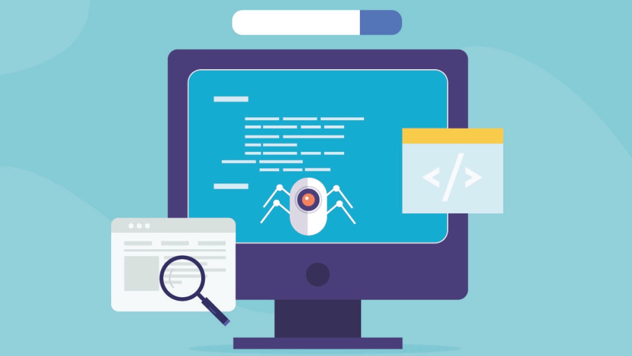 Vector illustration of a digital website crawler.