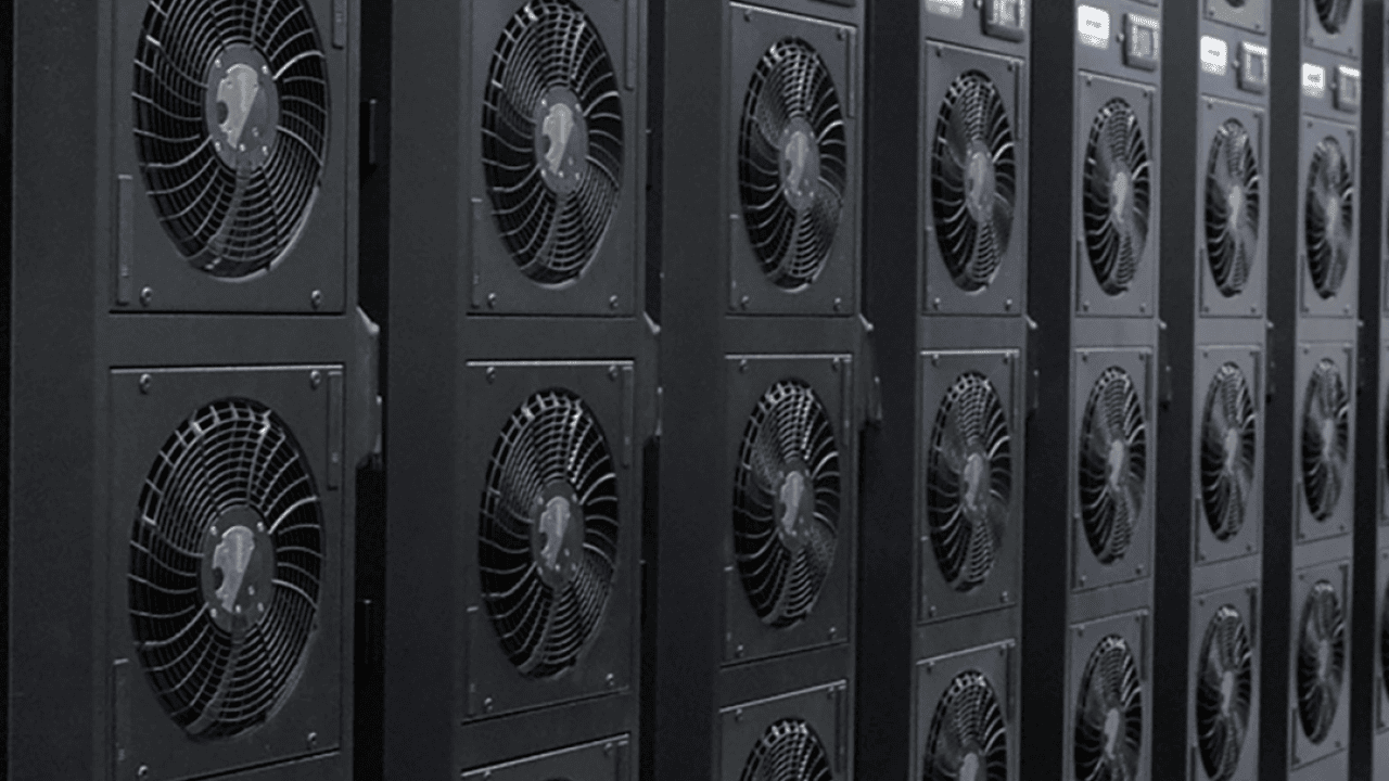 Panels of fans as part of an IT cooling system.