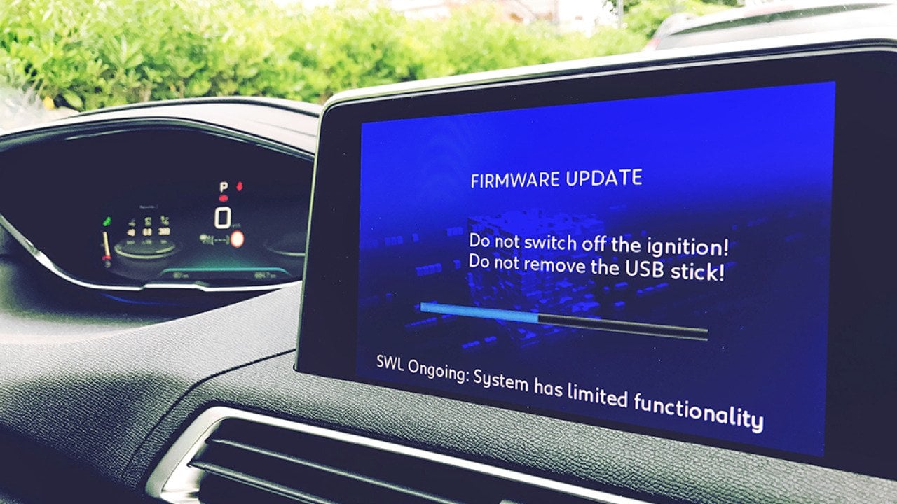 Firmware update on a car.