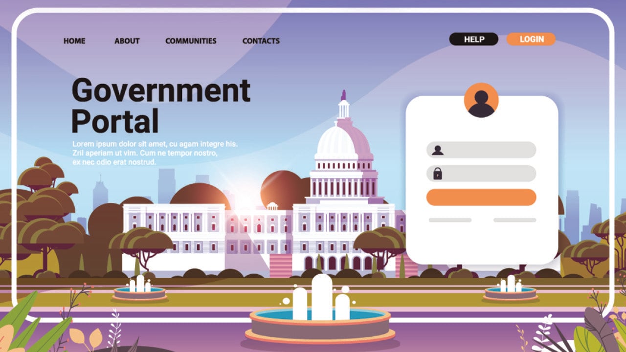 A sample illustration of a government portal website's landing page.