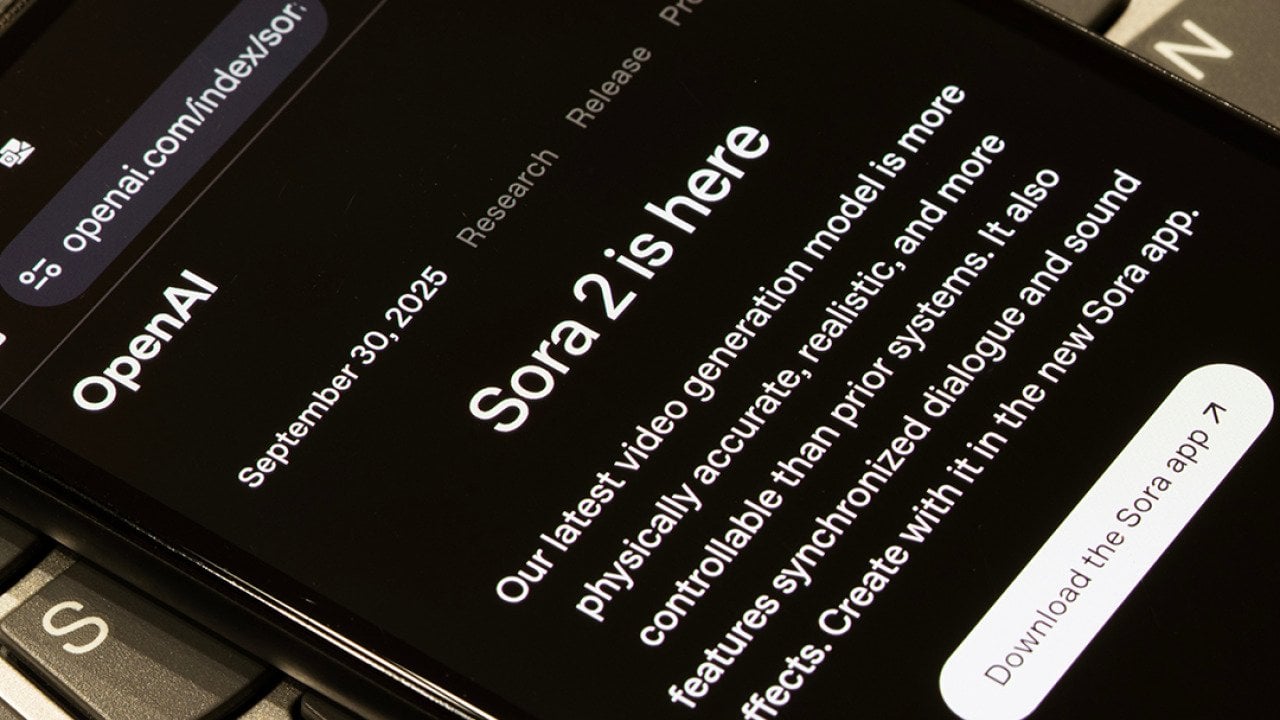 The OpenAI website displaying 'Sora 2 is here'.
