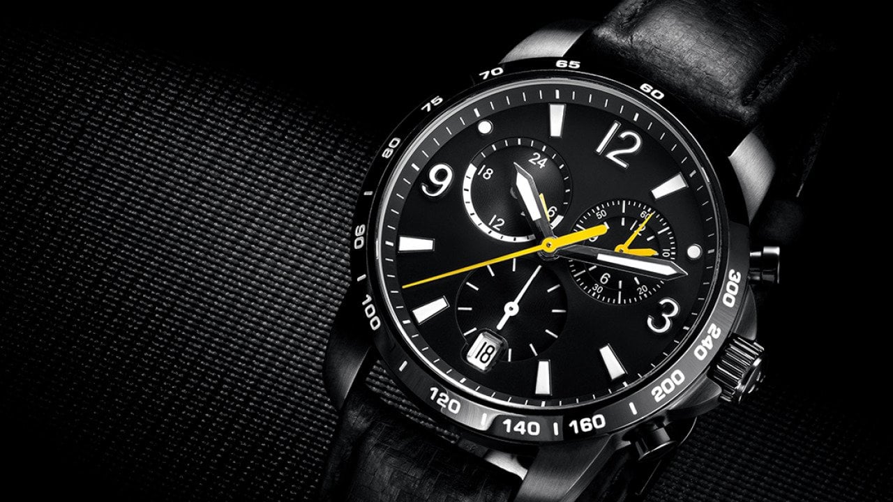 A black luxury watch.
