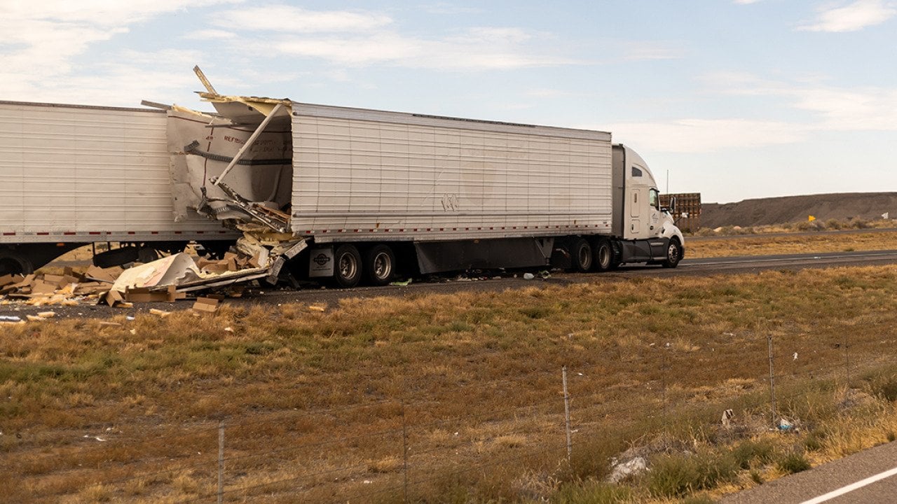 Two trucks collided on the highway in Albuquerque, New Mexico.