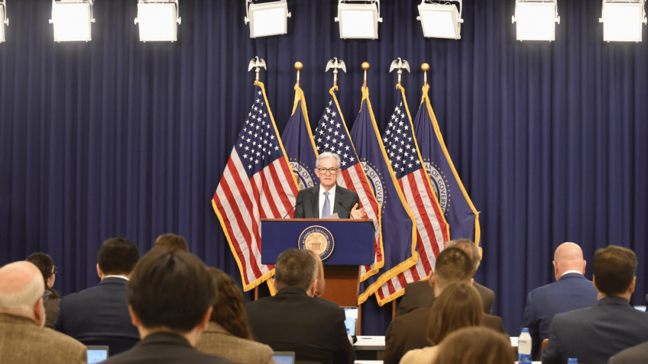 Federal Reserve Chair Jerome Powell speaks during a press conference following the Federal Open Markets Committee meeting at the Federal Reserve on December 10, 2025, in Washington, D.C.