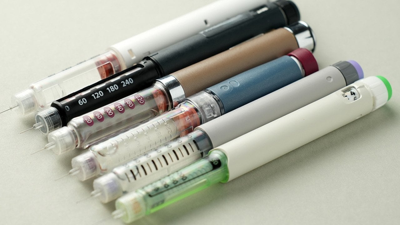 Multiple GLP-1 injection pens.