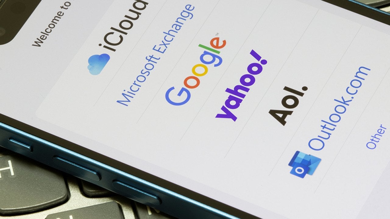 Logos of mail apps on a phone.