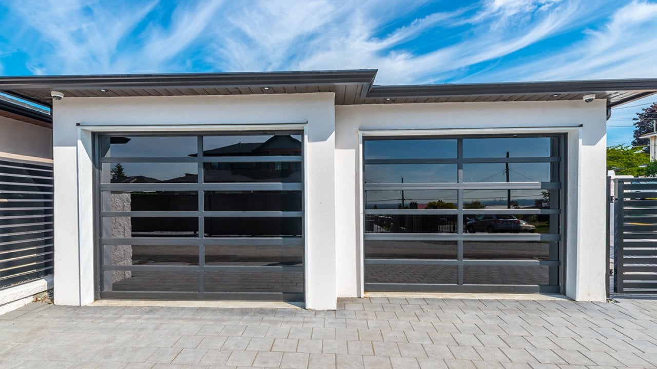 Garage doors of a modern home.