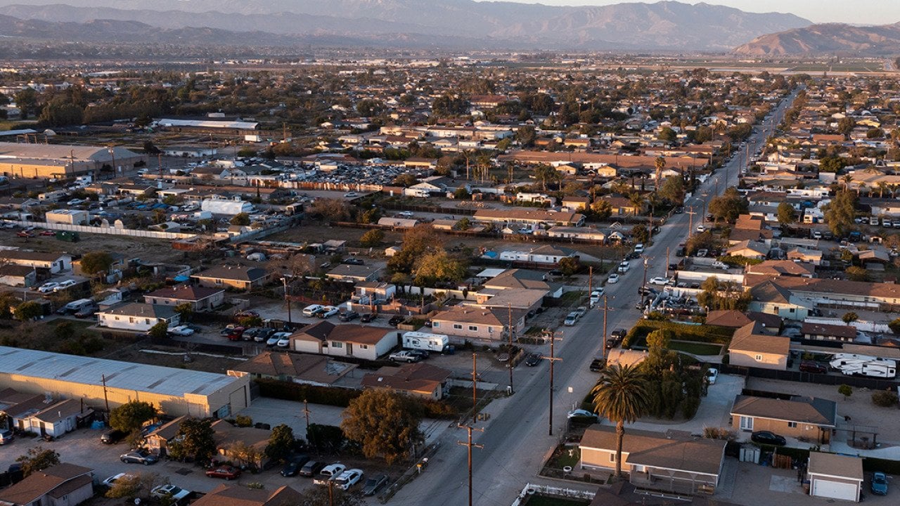 Aerial view of a residential area in Oxnard, California.