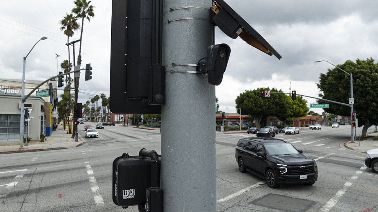 Automated License Plate Readers (ALPRs) placed at the intersection of Washington Boulevard and La Cienega Boulevard in Culver City, California.