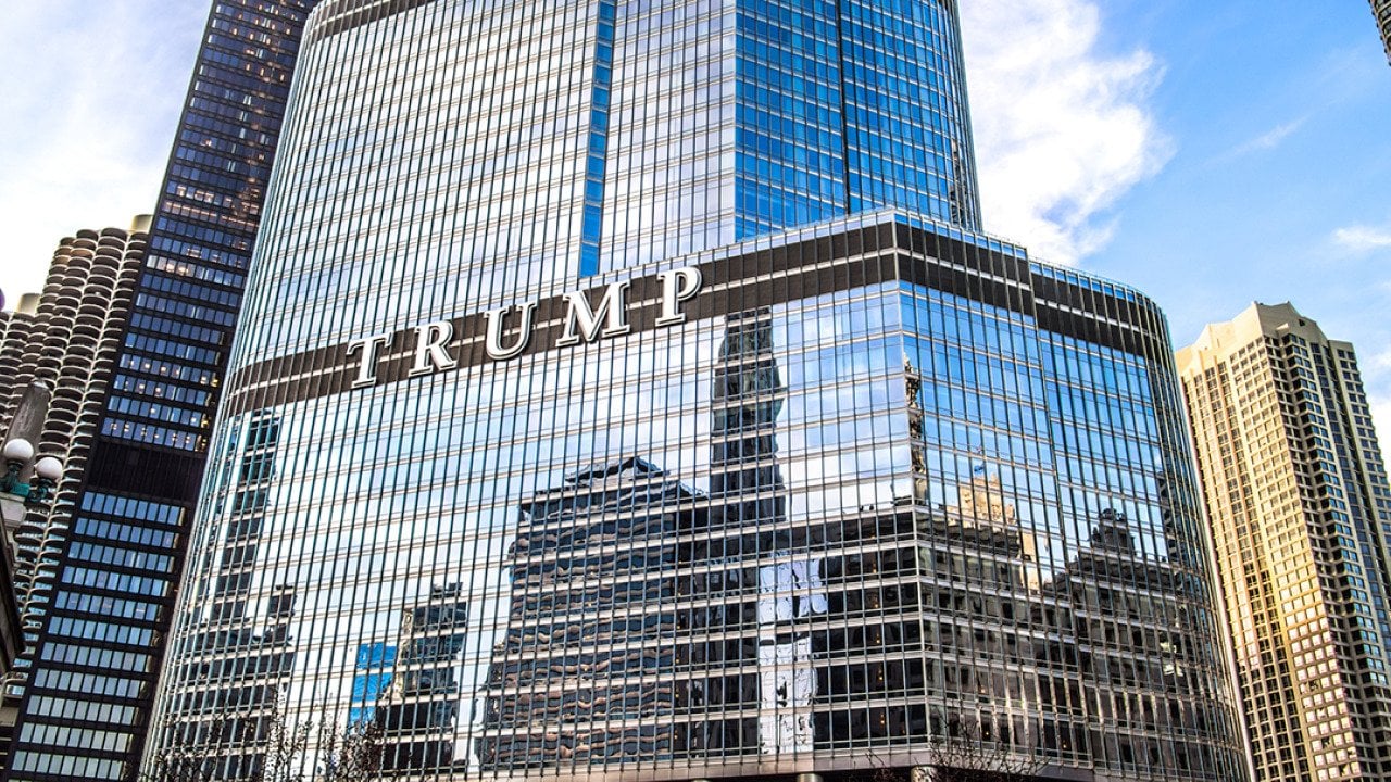 Facade of the Trump condo hotel in Chicago, Illinois.