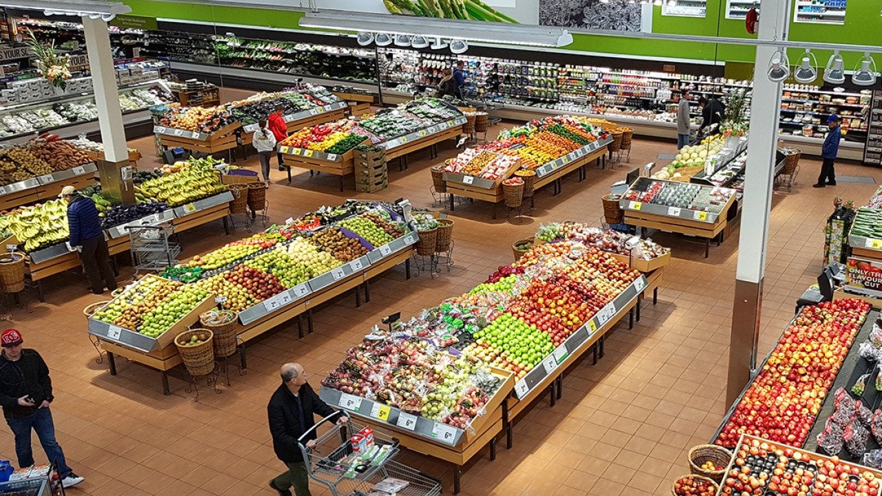 Top view of a large supermarket.