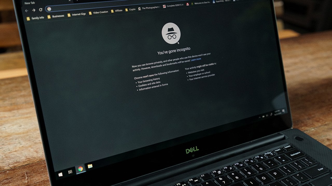 An incognito window of a browser opened on a laptop.