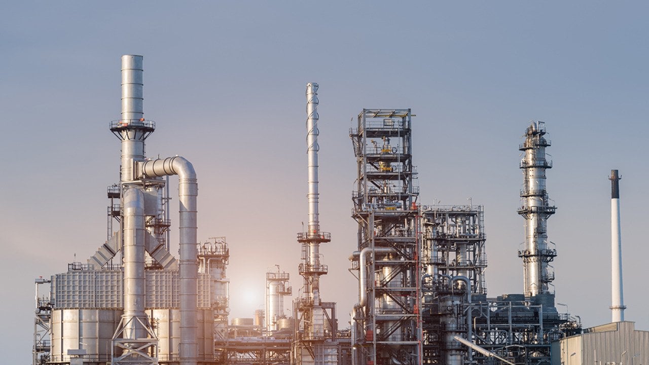 An oil refinery factory.