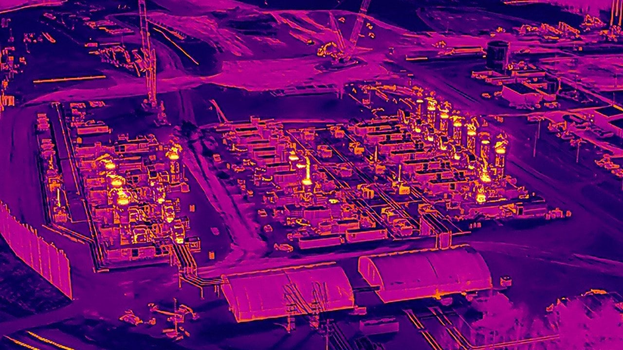Thermal drone imagery showing more than a dozen unpermitted turbines operating at xAI's gas plant in Southaven, Mississippi.