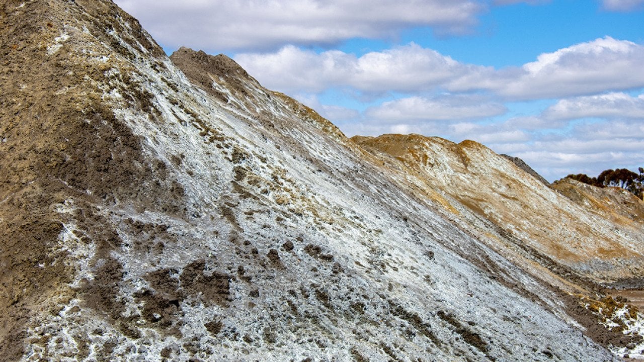A hill of processed concentrate nickel.