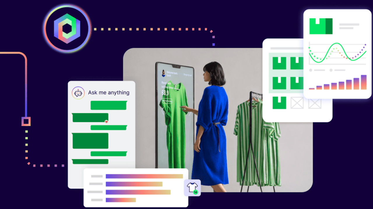 A person looking at a large monitor showing e-commerce data and graphs.