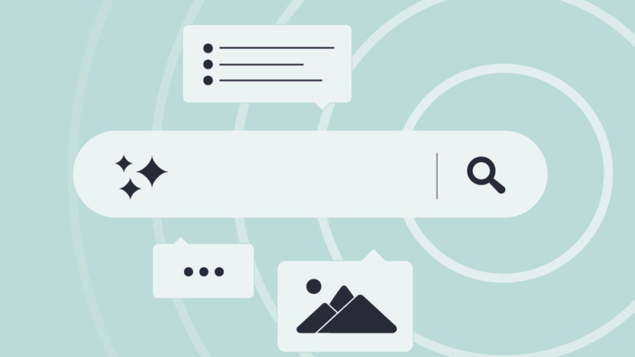 A vector of modern AI search icons in white background.