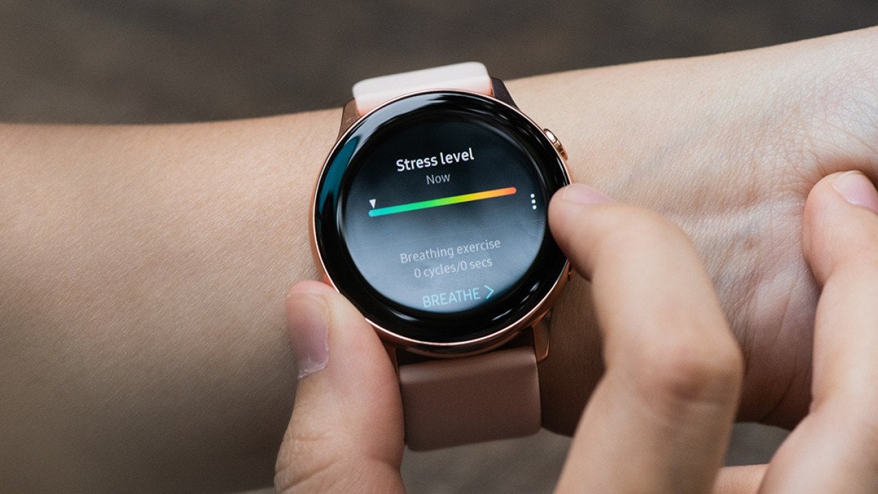 Fitness watch measuring stress level.