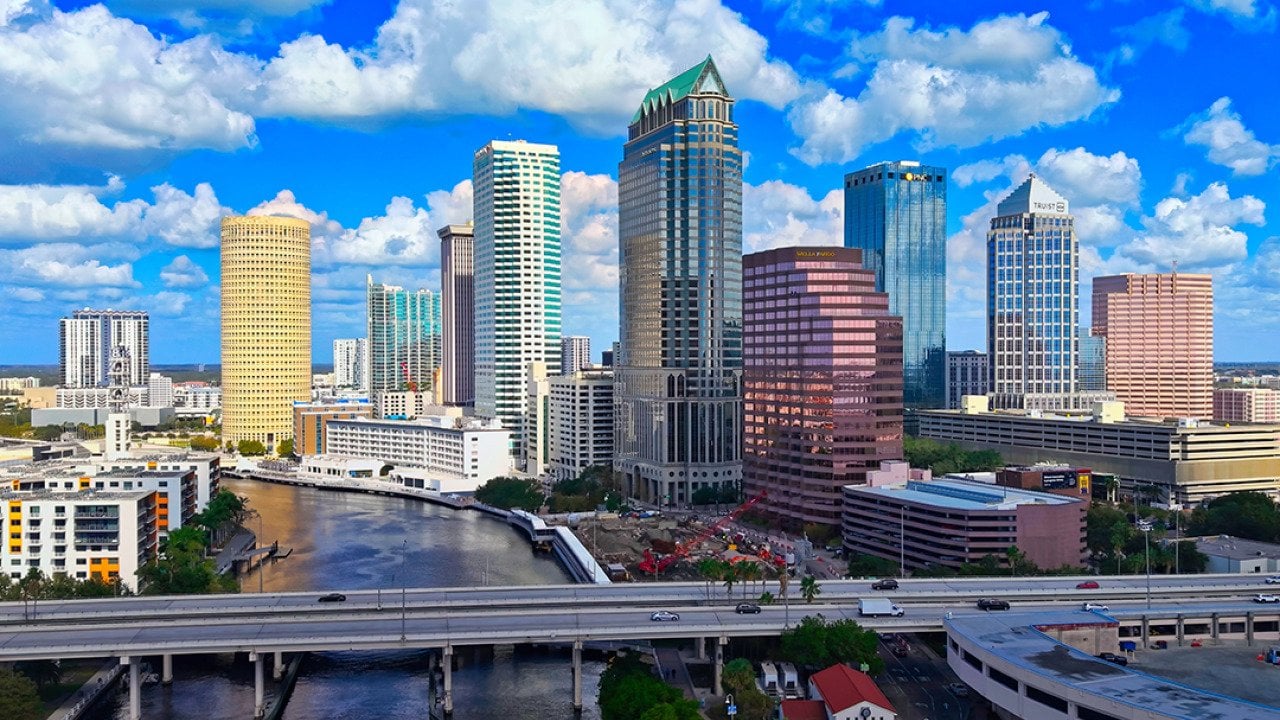 A skyline view of downtown Tampa, Florida, USA. 