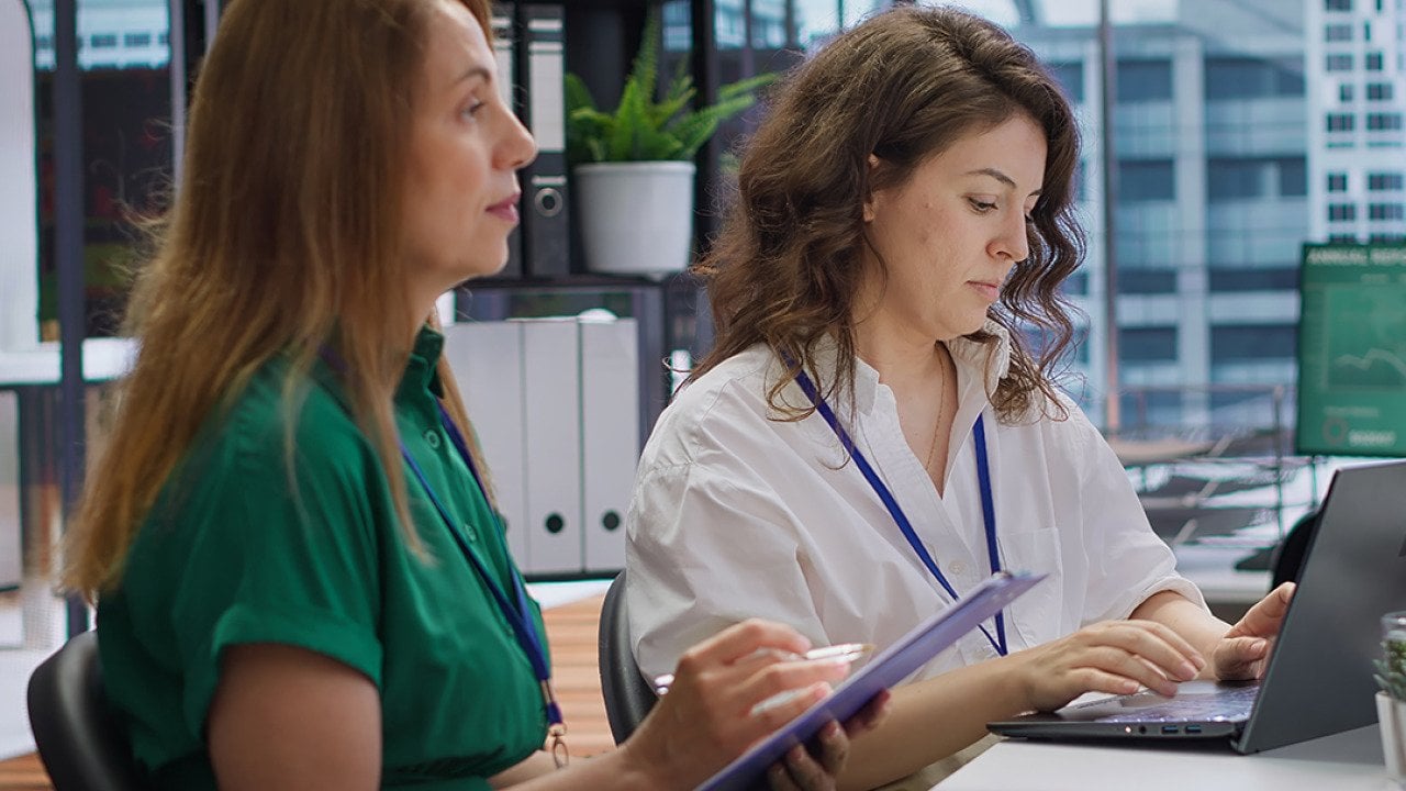 HR employees during an interview with a job applicant in an office.