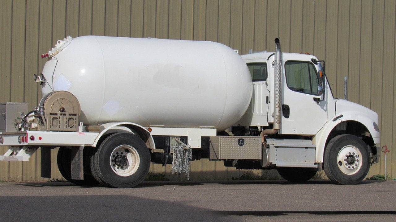 Propane trucks set to deliver propane to houses in rural areas.