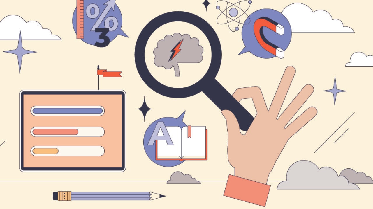 A vector illustration showing a microlearning approach and related fast education icons.