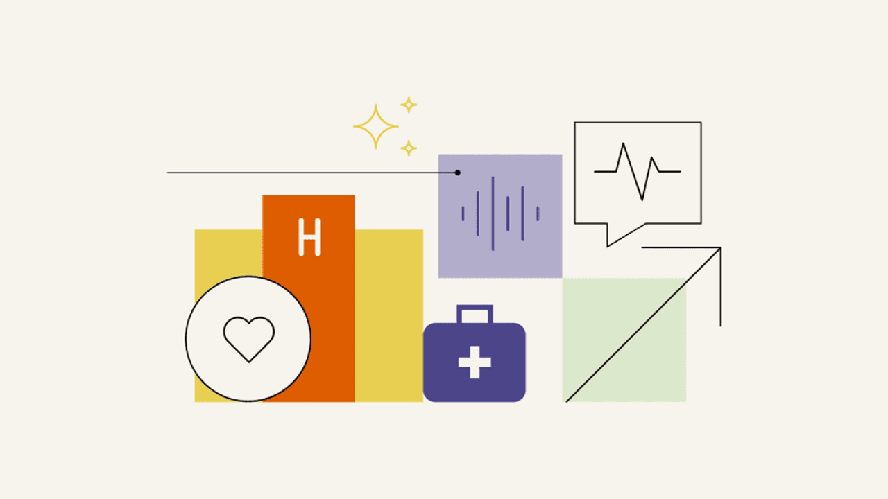 Vector illustration for the concept of voice AI in healthcare.