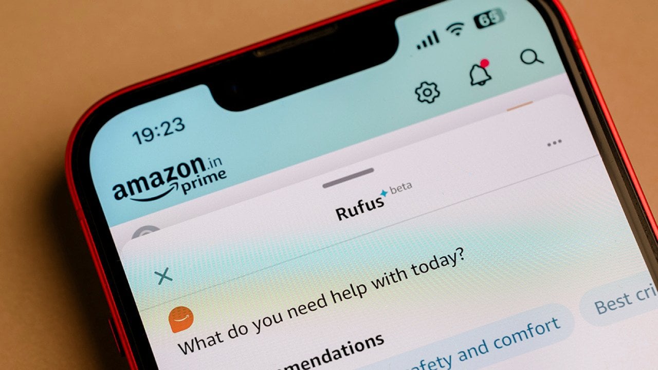 Amazon's Rufus, a new generative AI-powered shopping assistant, displayed from a mobile app in a smartphone