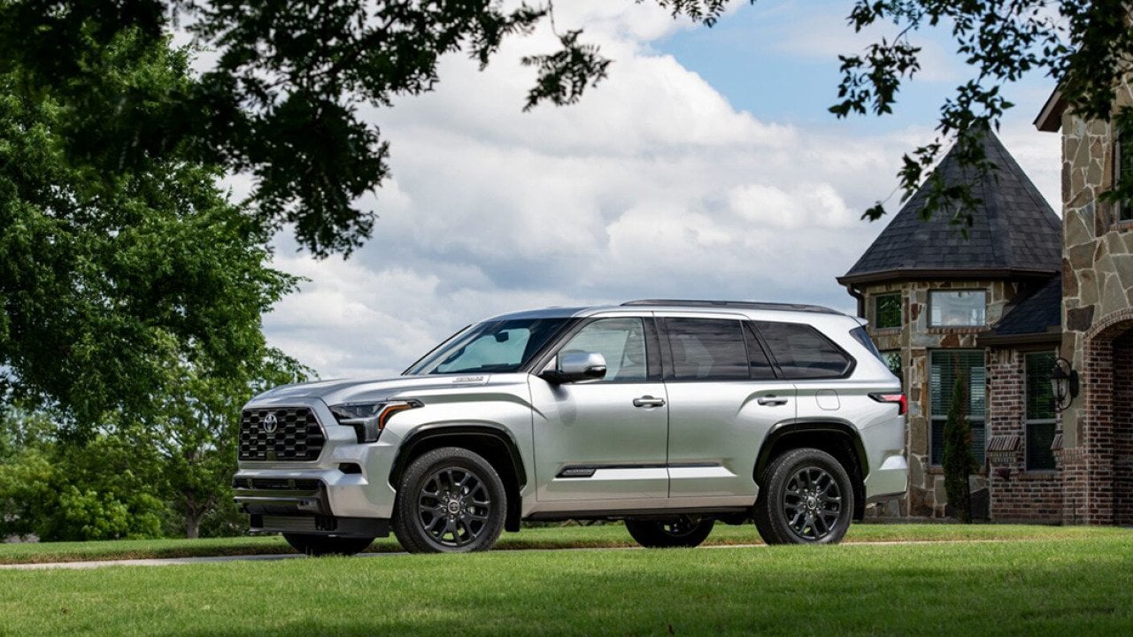 A silver 2026 Toyota Sequoia SUV parked outdoors.