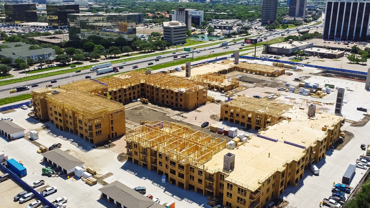 An apartment complex under construction in Dallas, Texas.