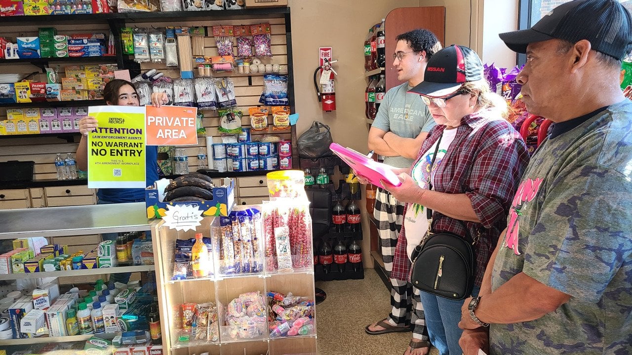 A store worker showing a 
