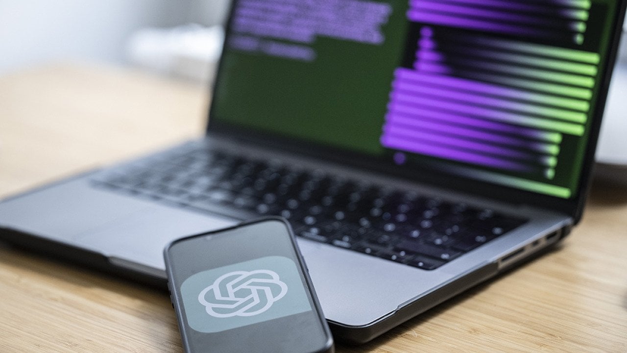 ChatGPT logo is displayed from a smartphone's screen.