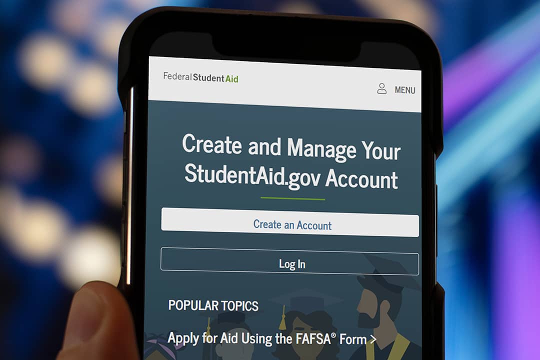 Interface of the Federal Student Aid app displayed on a smartphone.